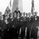 Des membres des Jeune-Canada, dont Pierre Dansereau, au monument de Dollard des Ormeaux  Carillon