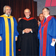 Pierre Dansereau en compagnie de Pierre Lussier, président de l'Université du Québec, et Pierre Couture, recteur de l'Université du Québec à Rimouski, lors de la remise d'un doctorat honorifique par cet établissement
